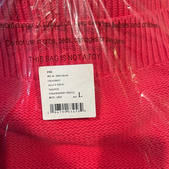 Free People Alli Oversized Slouchy V-Neck Sweater. Pink - Large - NWT - Picture 6 of 6